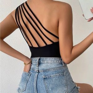 One Shoulder Ladder Cutout Bodysuit